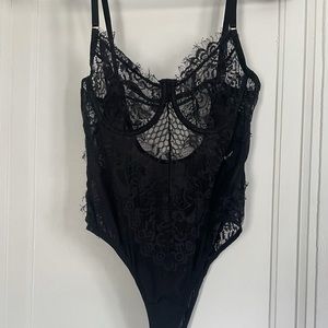 Black lace body suit. Size large